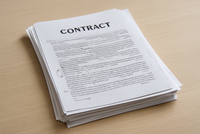 pile de contrats annotés sur bureau clair