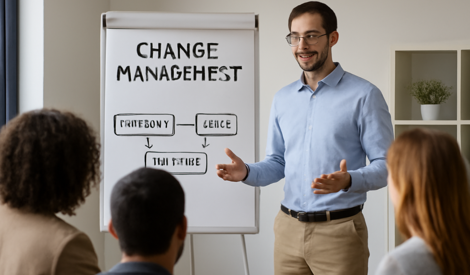responsable animant un atelier de conduite du changement