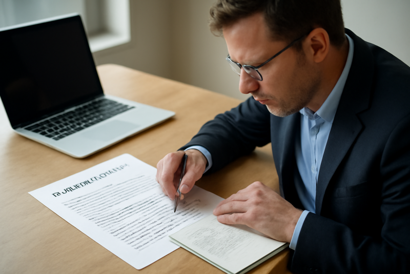 dirigeant travaillant sur business plan avec notes