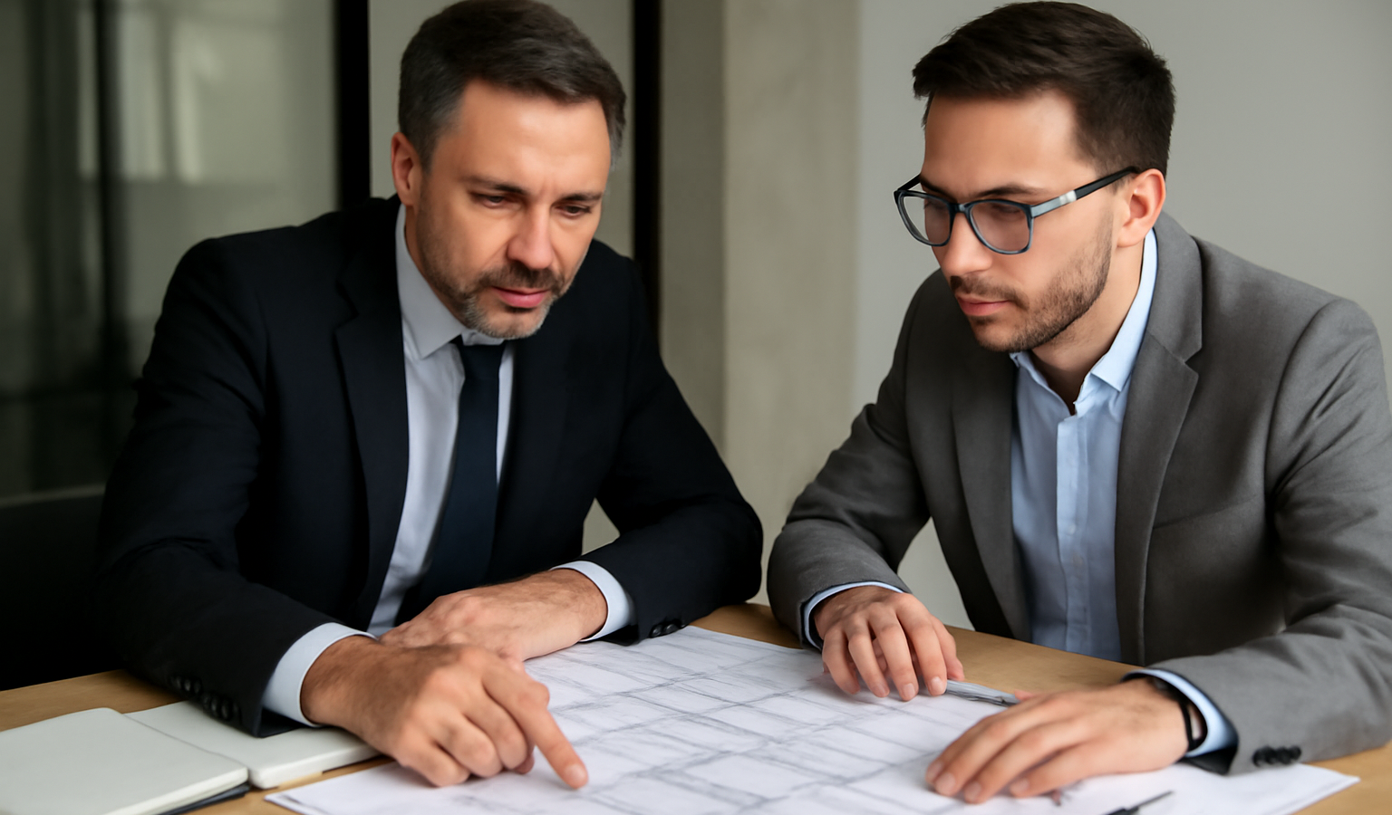 réunion entre dirigeant et consultant autour d'un plan