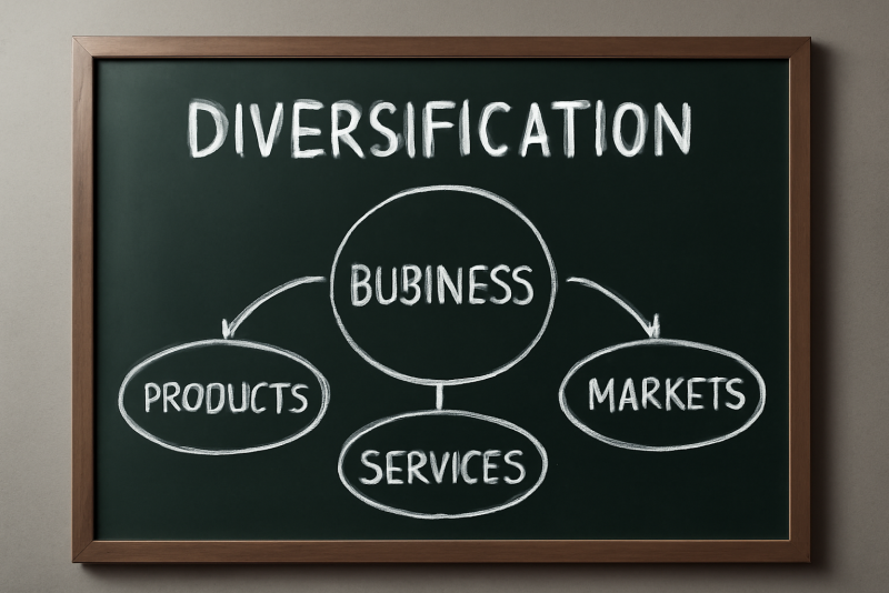 diagramme de diversification sur tableau mural