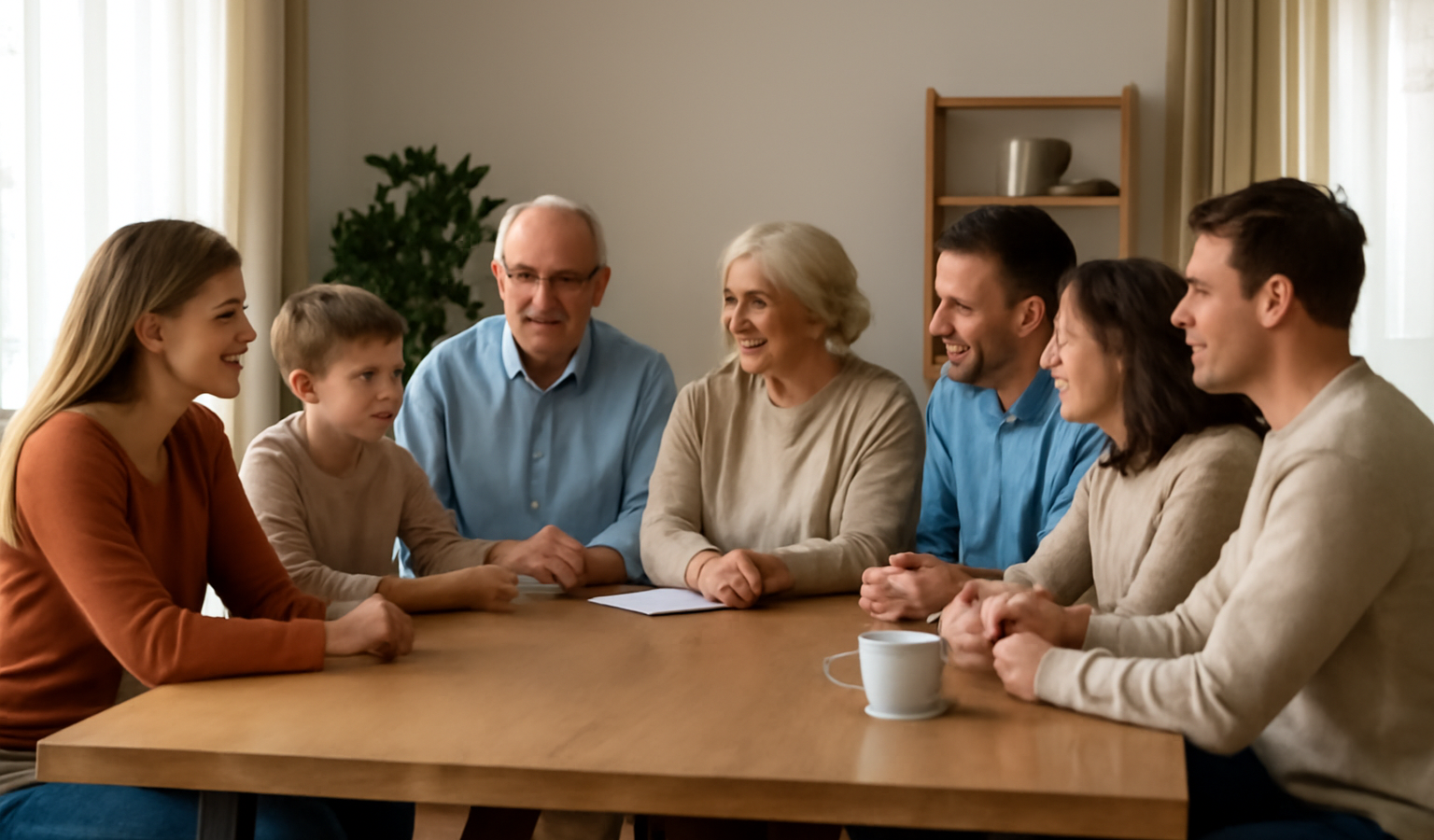 réunion de famille autour d'une table de réunion