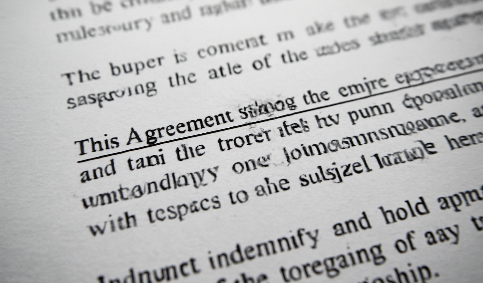 document contractuel avec paragraphe souligne