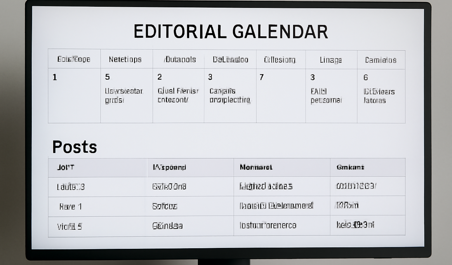 ecran affichant calendrier editorial et posts