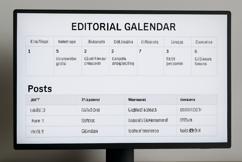 ecran affichant calendrier editorial et posts