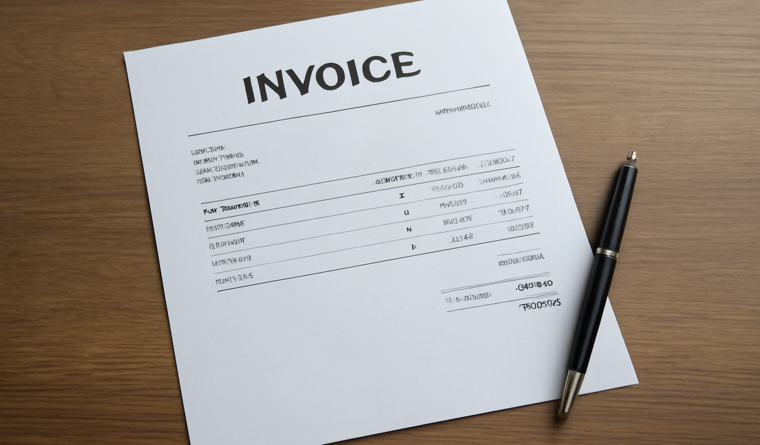facture papier posee sur bureau avec stylo