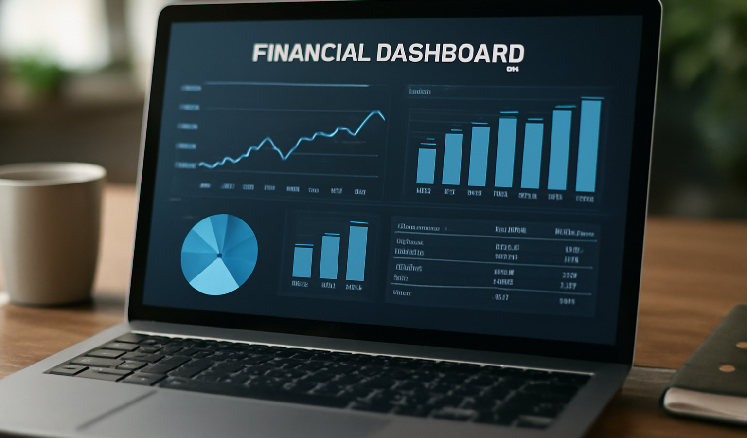 tableau de bord financier avec graphiques
