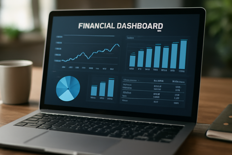 tableau de bord financier avec graphiques