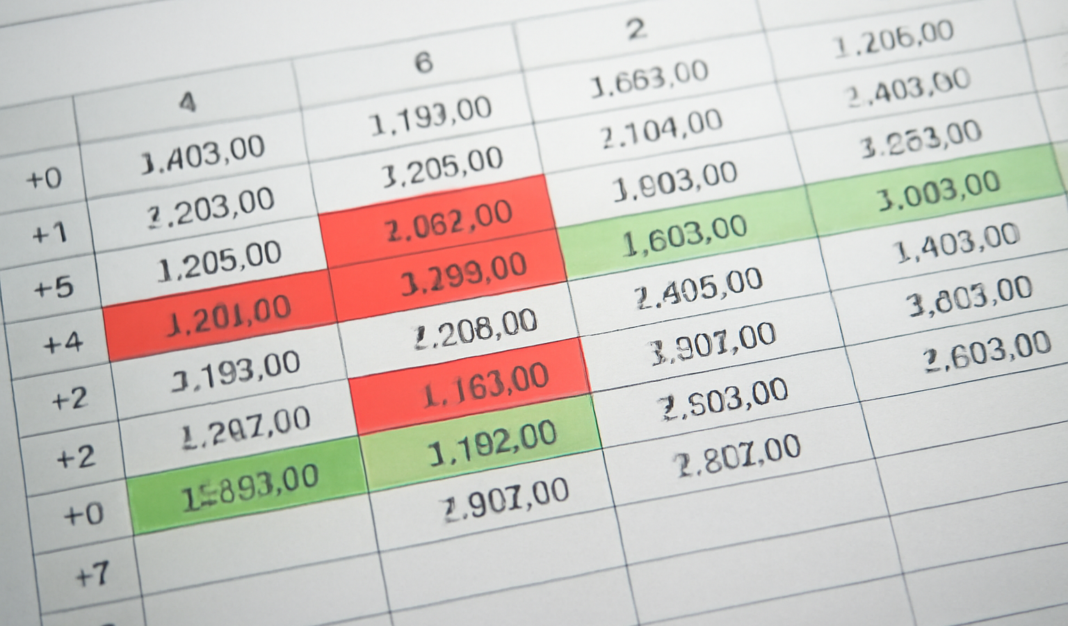 tableur financier avec alertes de couleur