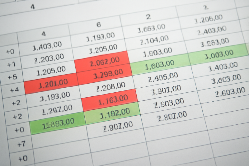 tableur financier avec alertes de couleur