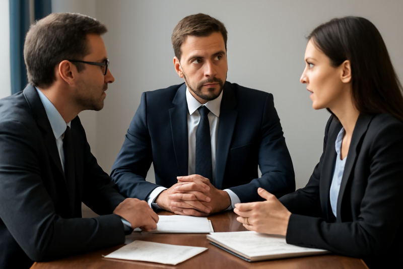 entrepreneur consultant avocat autour d'une table