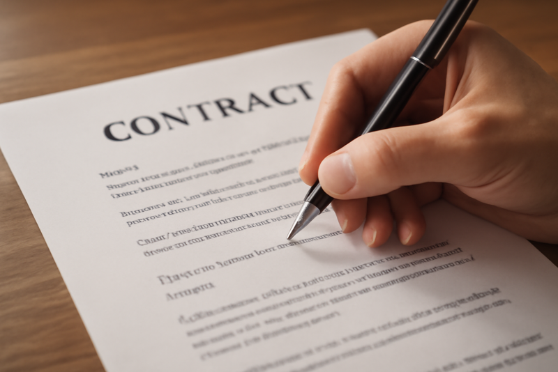 main corrigeant un document contractuel