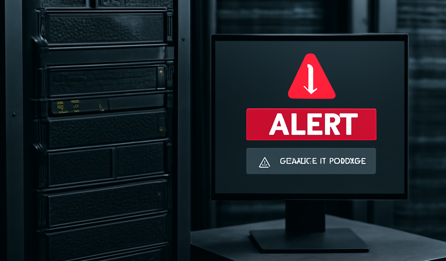 serveur sécurisé et ordinateur montrant alertes