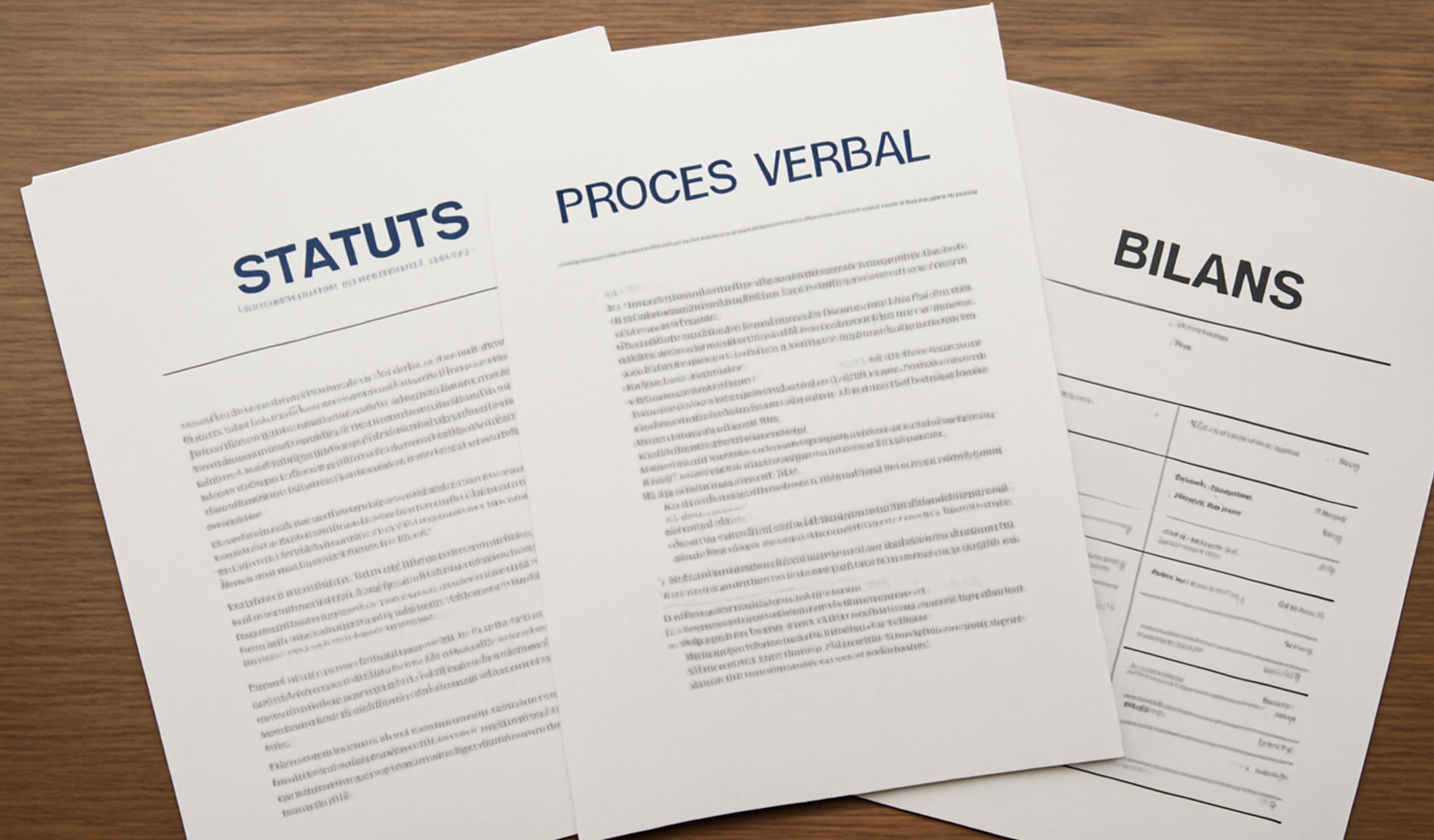 documents societaires posés cote a cote