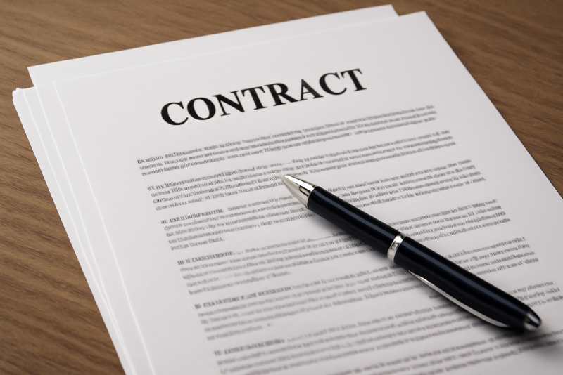 contrats et stylo posés sur table