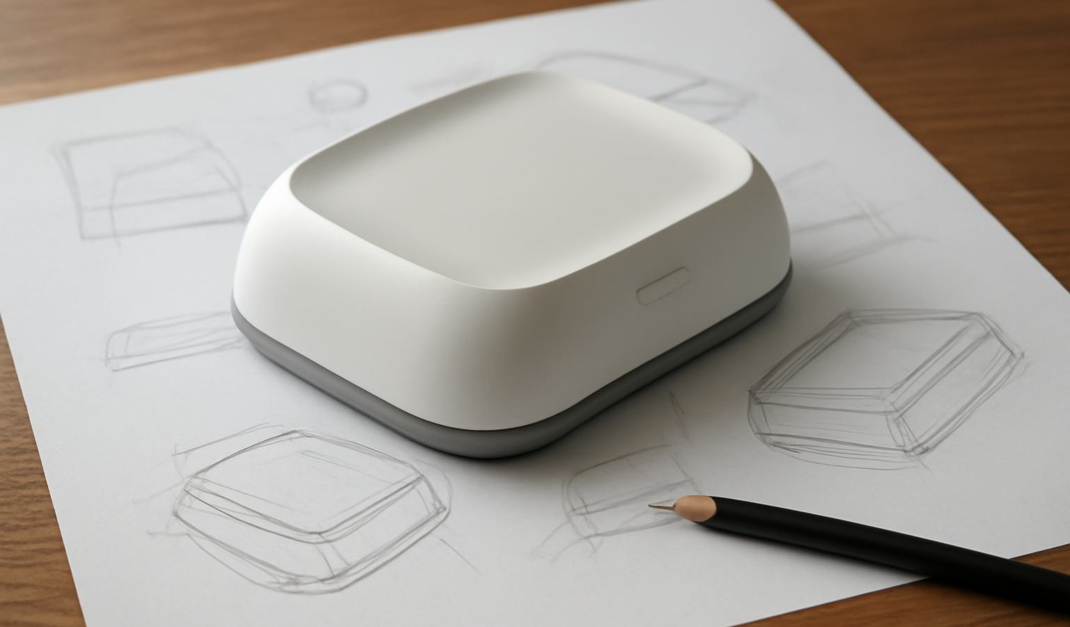 prototype pose sur table avec croquis