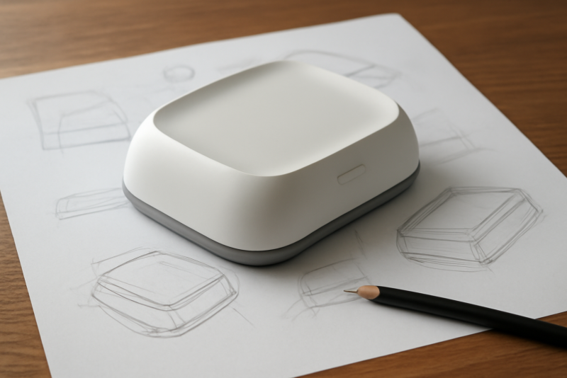 prototype pose sur table avec croquis