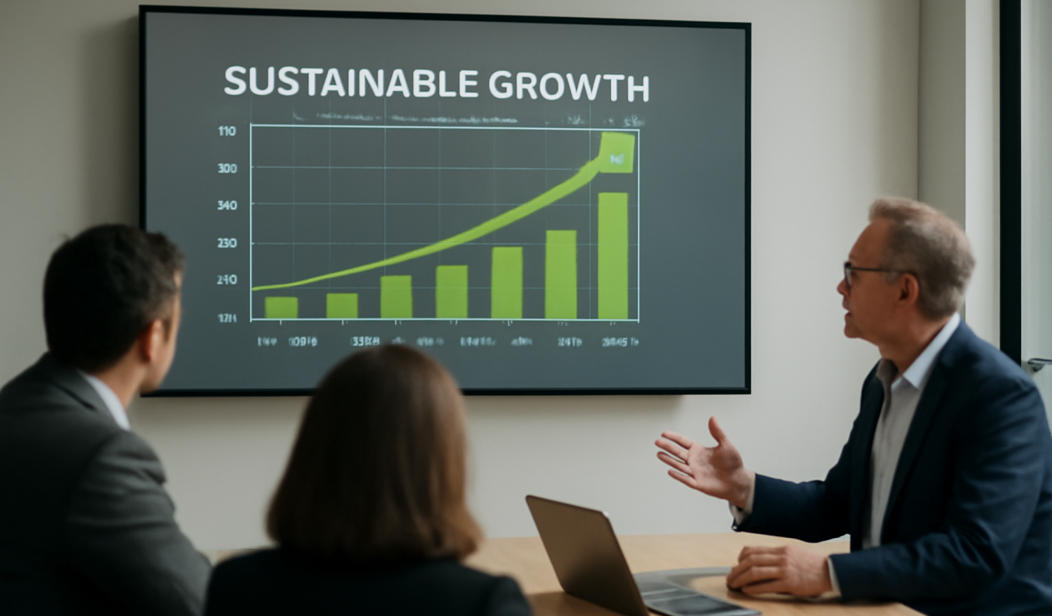 graphique croissance durable sur écran de réunion