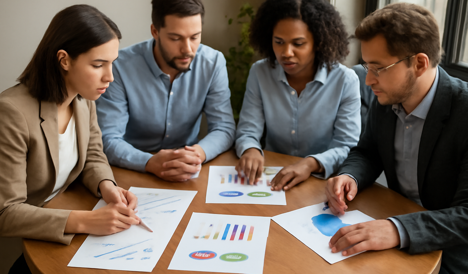table ronde discutant graphiques de tendances