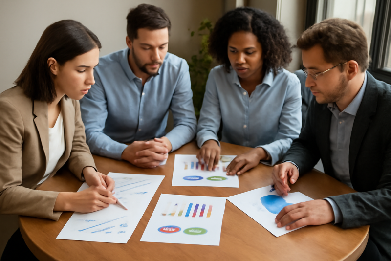 table ronde discutant graphiques de tendances