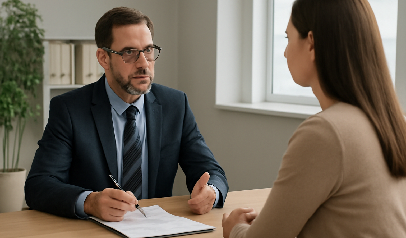 responsable conduisant entretien d'évaluation avec collaborateur