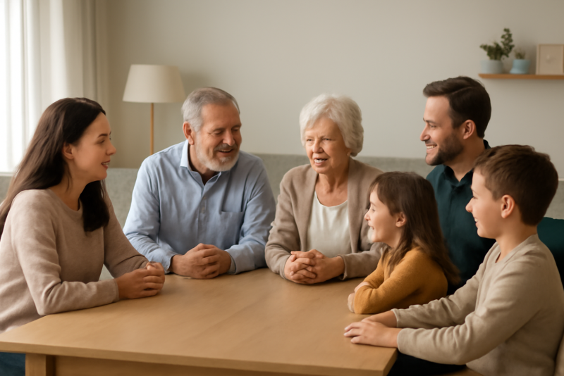 réunion familiale autour d'une table de réunion